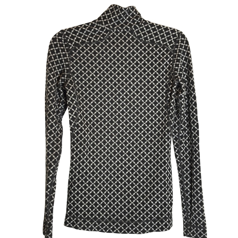 Smartwool Merino 250 Base Layer Womens Small Black White Geometric 1/4 Zip Top - Picture 3 of 10